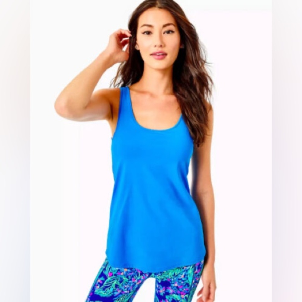 Lilly Pulitzer Luxletic Blue Exercise Scoop Neck Tank Top